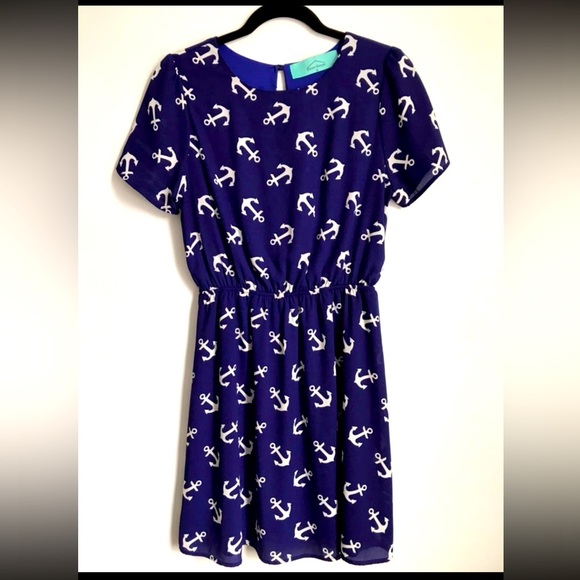 Haute Hanger Dresses & Skirts - Navy Blue Anchor Print Boutique Dress
